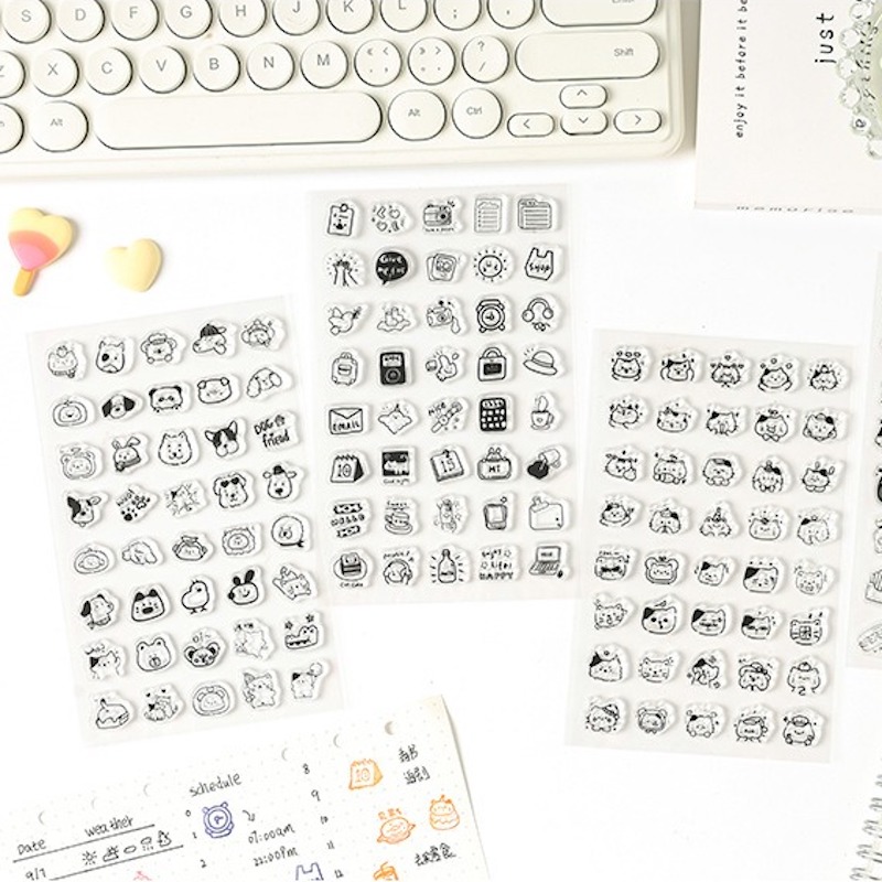 Rubber Date Stamp - مجموعة طوابع شفافة صغيرة لطيفة على